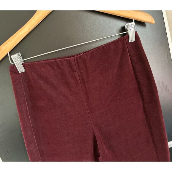 Theory Womens Pants in Burgundy Slim-Fit Cotton Velvet  Holliday Evening  Size 8 - Picture 3 of 7